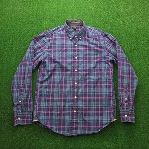 J Crew Shirt Mens Medium Blue Tartan Plaid Button Down Long Sleeve Preppy Casual